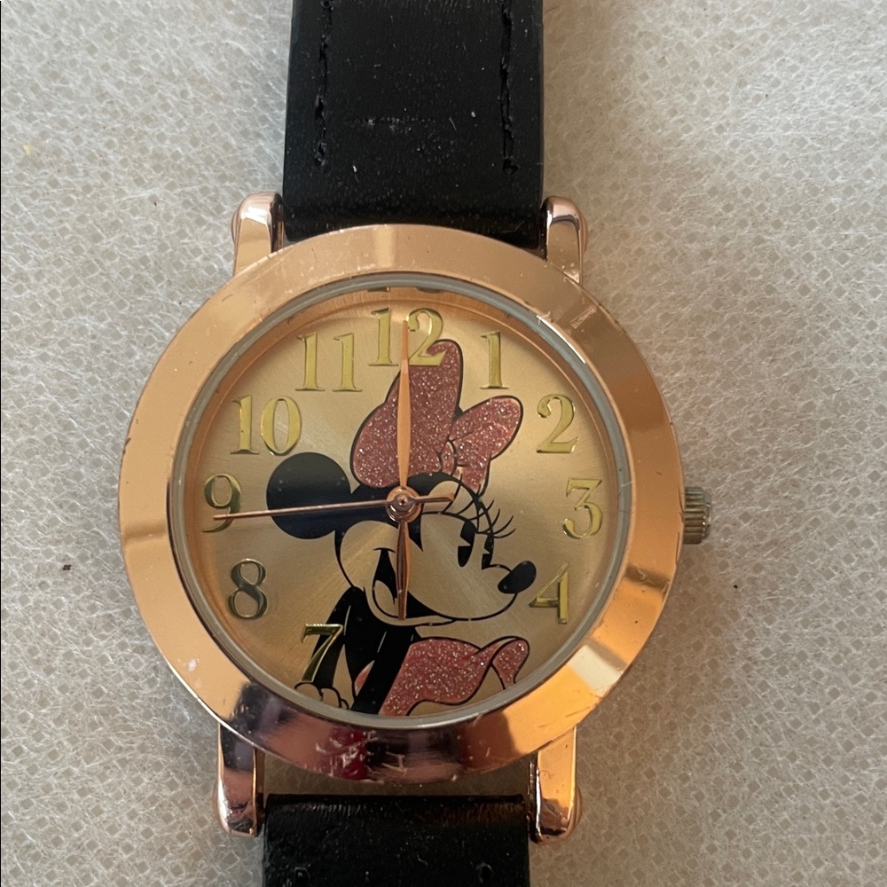 Minnie Mouse Black and Gold Watch - Picture 2 of 8